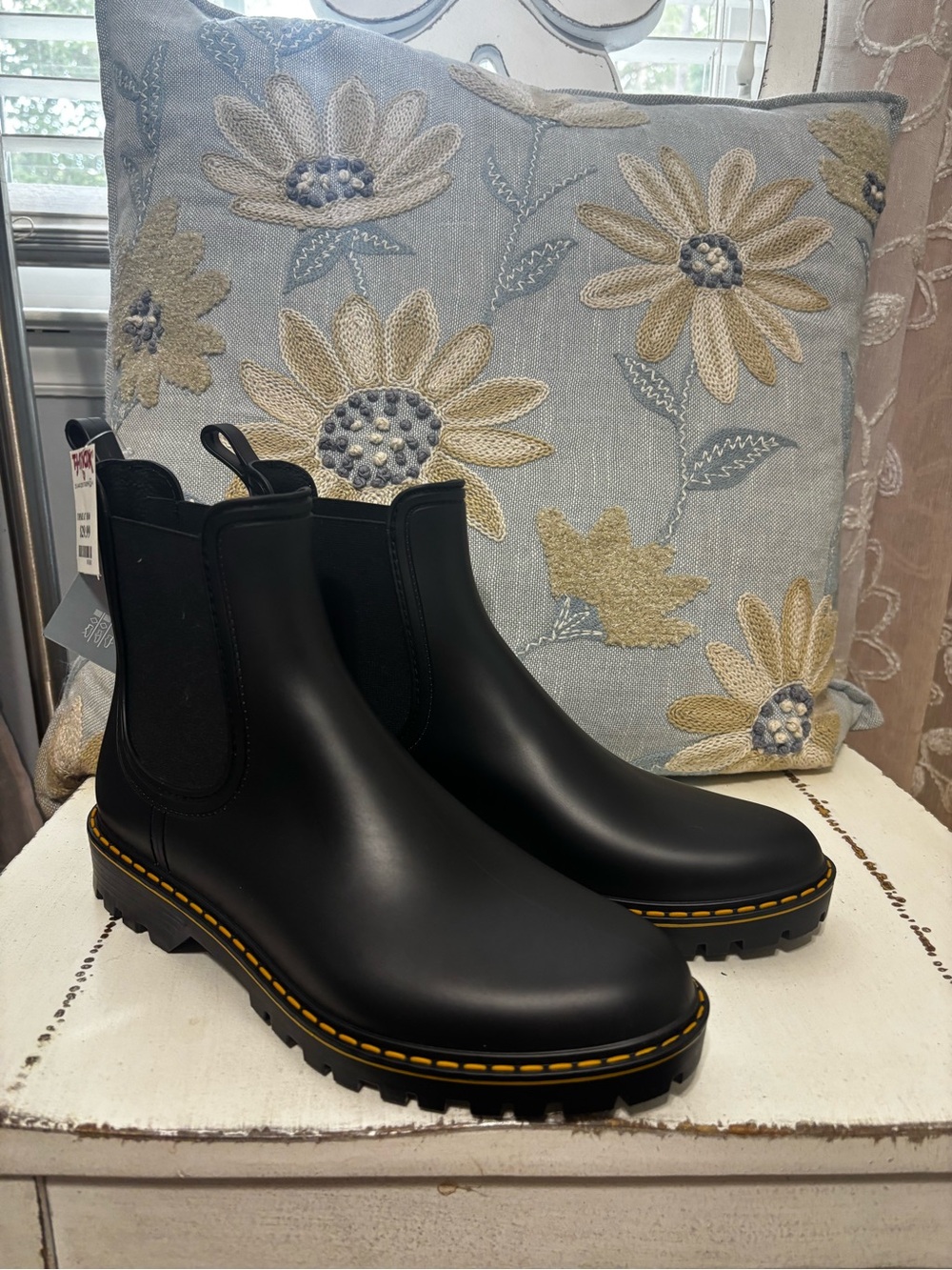 Igor Black Rain Boots with Yellow Stitching